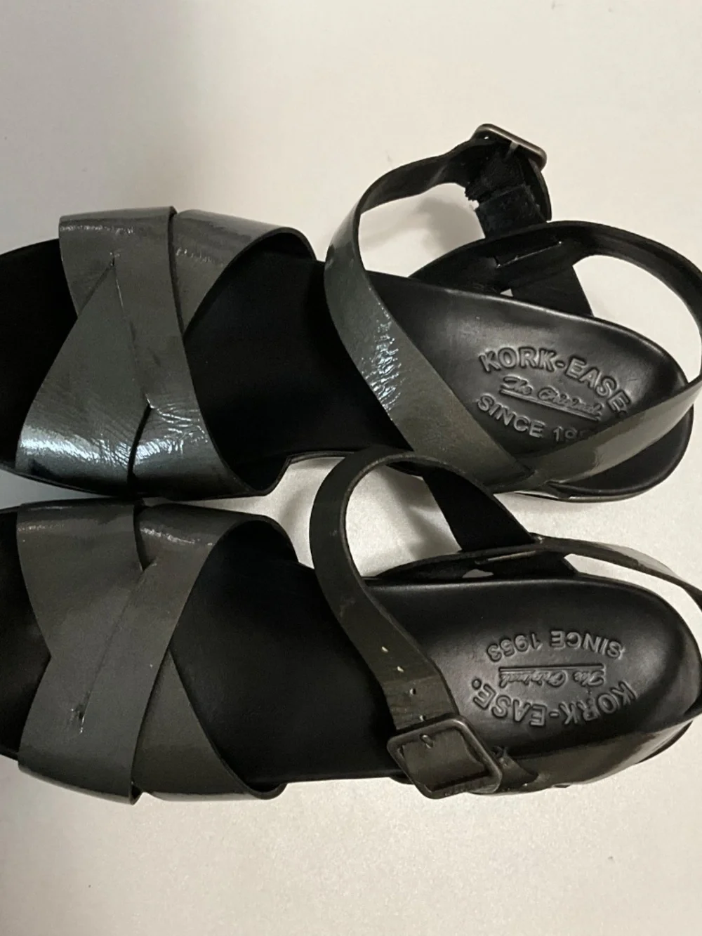 Grey Pattened Kork-Ease Sandals Size 9